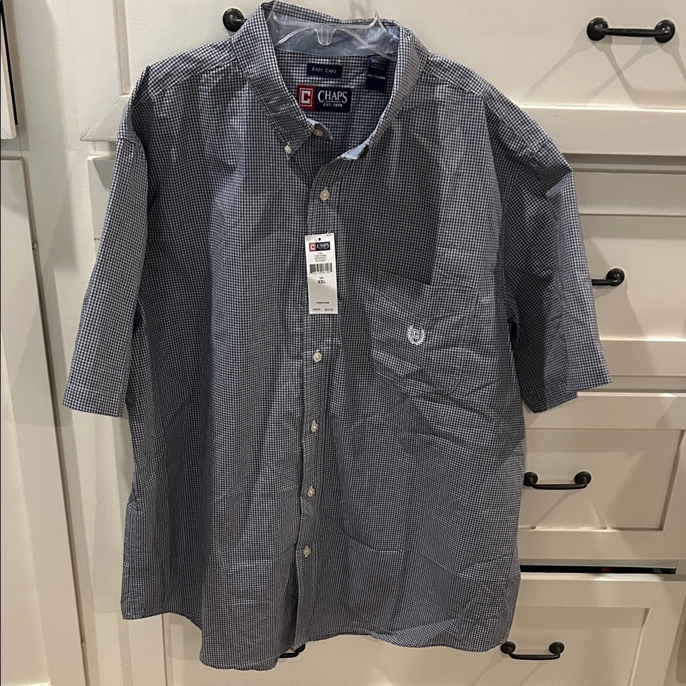 Chaps Men's Navy Checkered Button Down Shirt